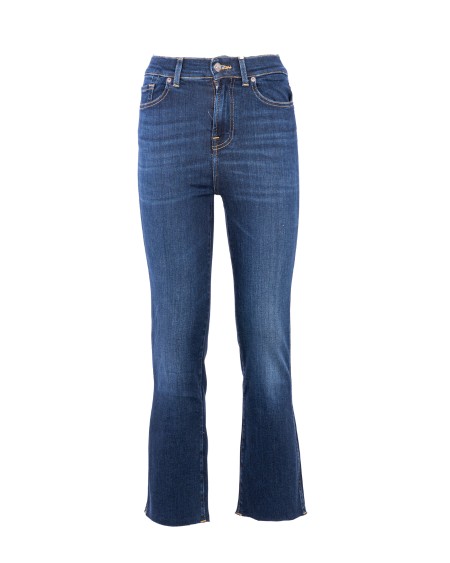 Shop SEVEN  Jeans: Seven jeans Bootcut a vita alta.
Definiti da taglio svasato corto e vita alta.
Questa versione, realizzata in denim Slim Illusion Earthkind blu scuro, un tessuto super modellante e degradabile al 100%.
I jeans 7 For All Mankind sono realizzati con tessuti di prima qualità.
Composizione: 97% Cotone 3% Elastan.
Fabbricato in Tunisia.. JSHSU580OP-DARK BLUE